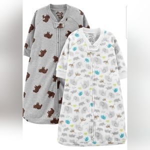 💜2 for $12 Carter's fleece 0-3 month sleepsack 2 pack bear grey zoo animal